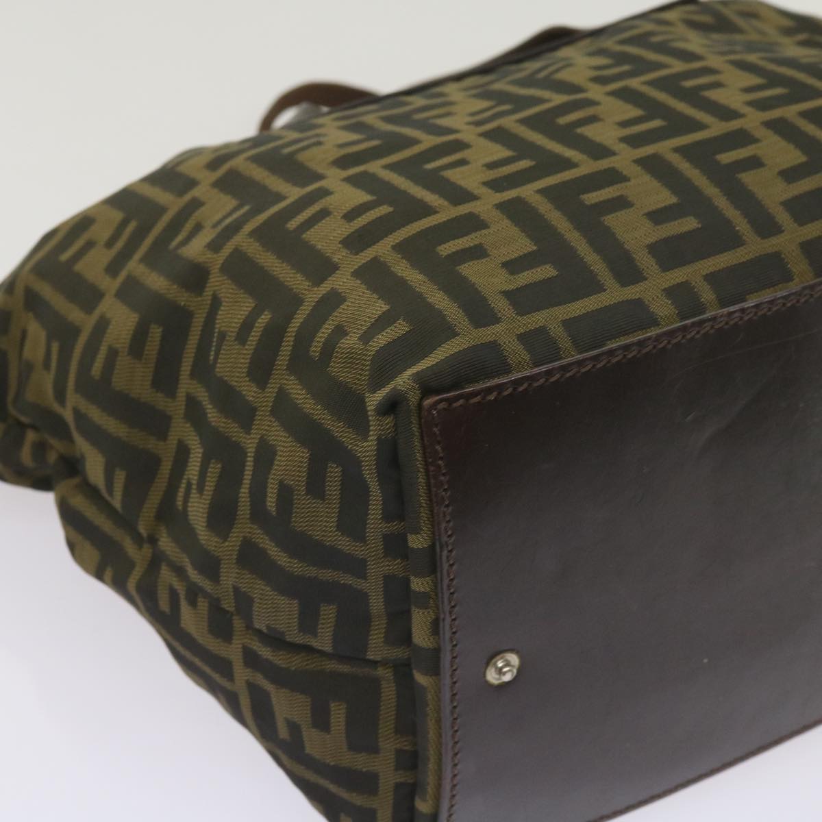 FENDI Zucca Canvas Hand Bag Black Brown