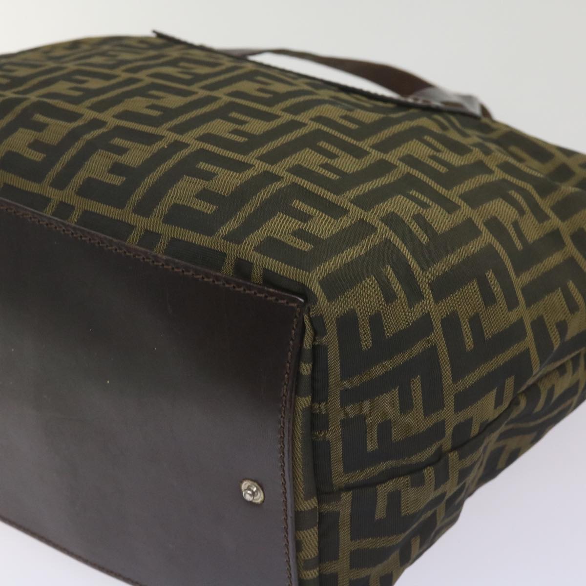 FENDI Zucca Canvas Hand Bag Black Brown