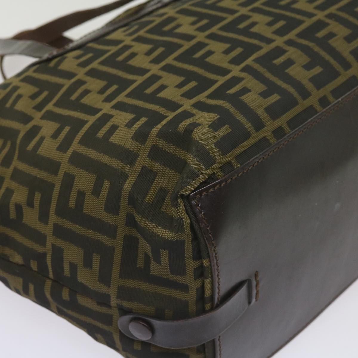 FENDI Zucca Canvas Hand Bag Black Brown