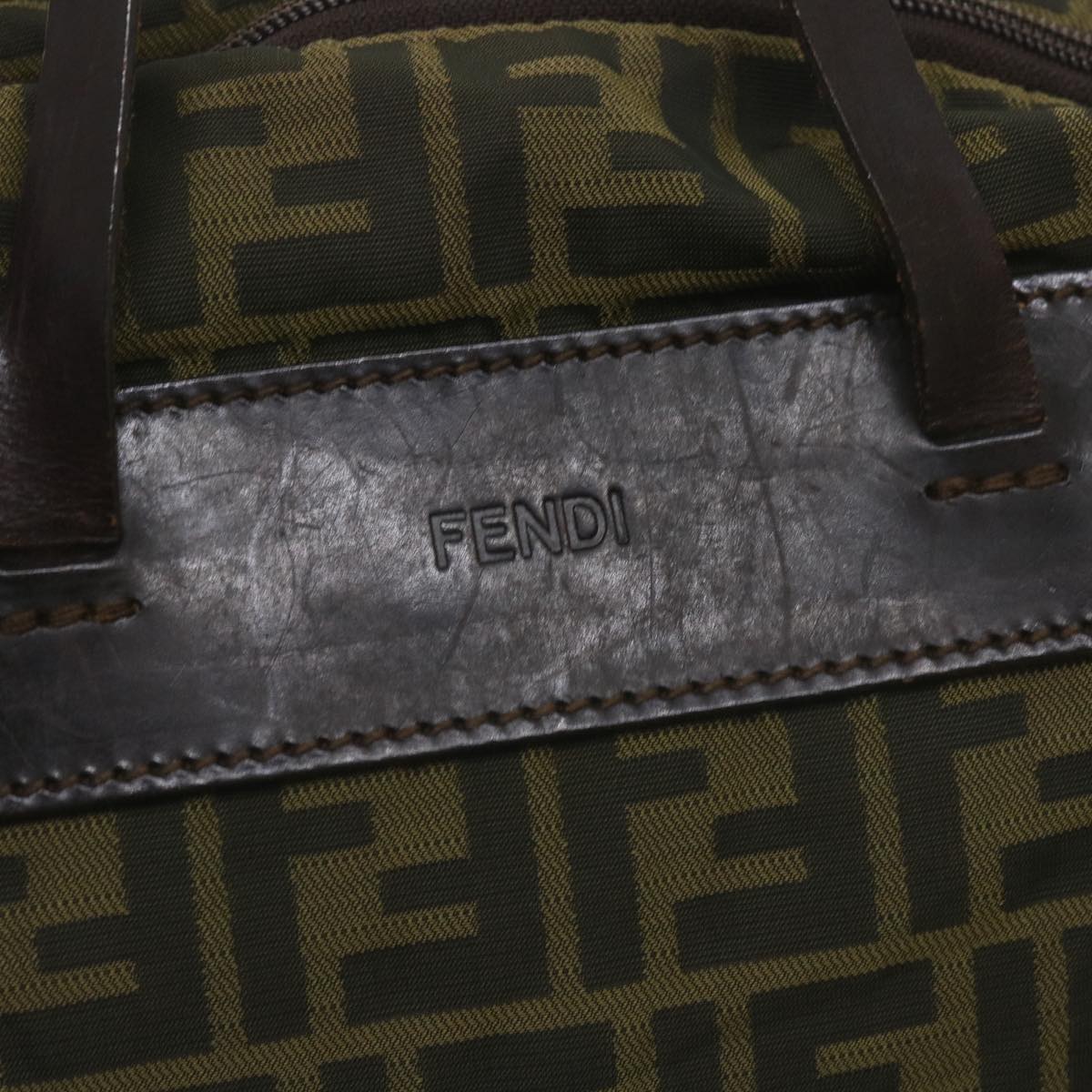 FENDI Zucca Canvas Hand Bag Black Brown