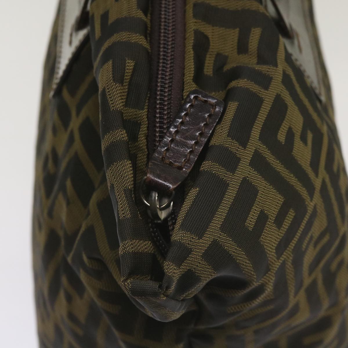 FENDI Zucca Canvas Hand Bag Black Brown