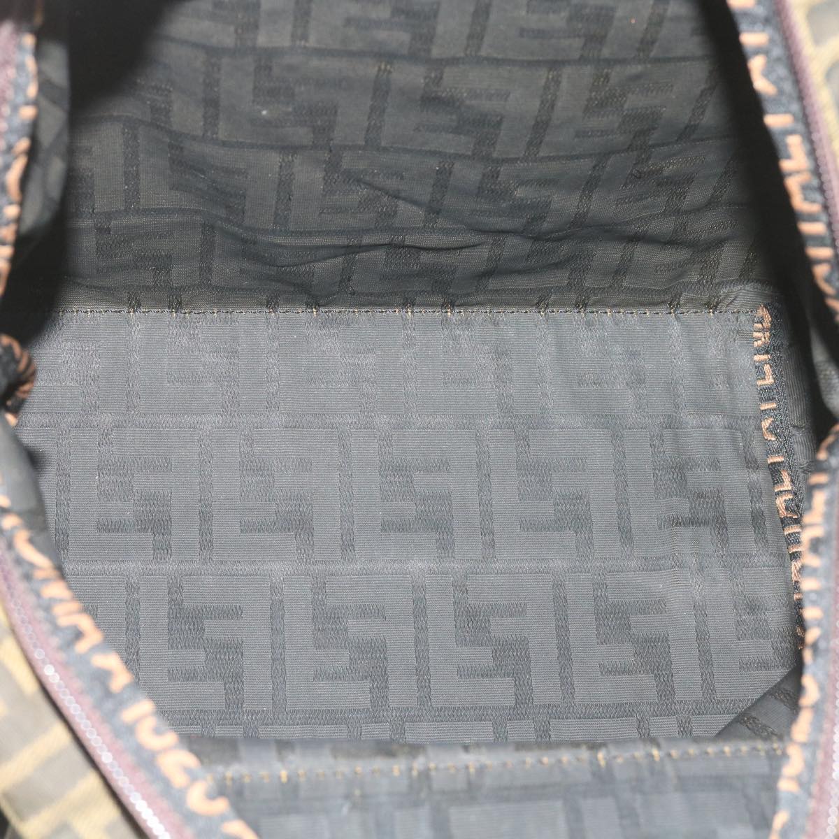 FENDI Zucca Canvas Hand Bag Black Brown