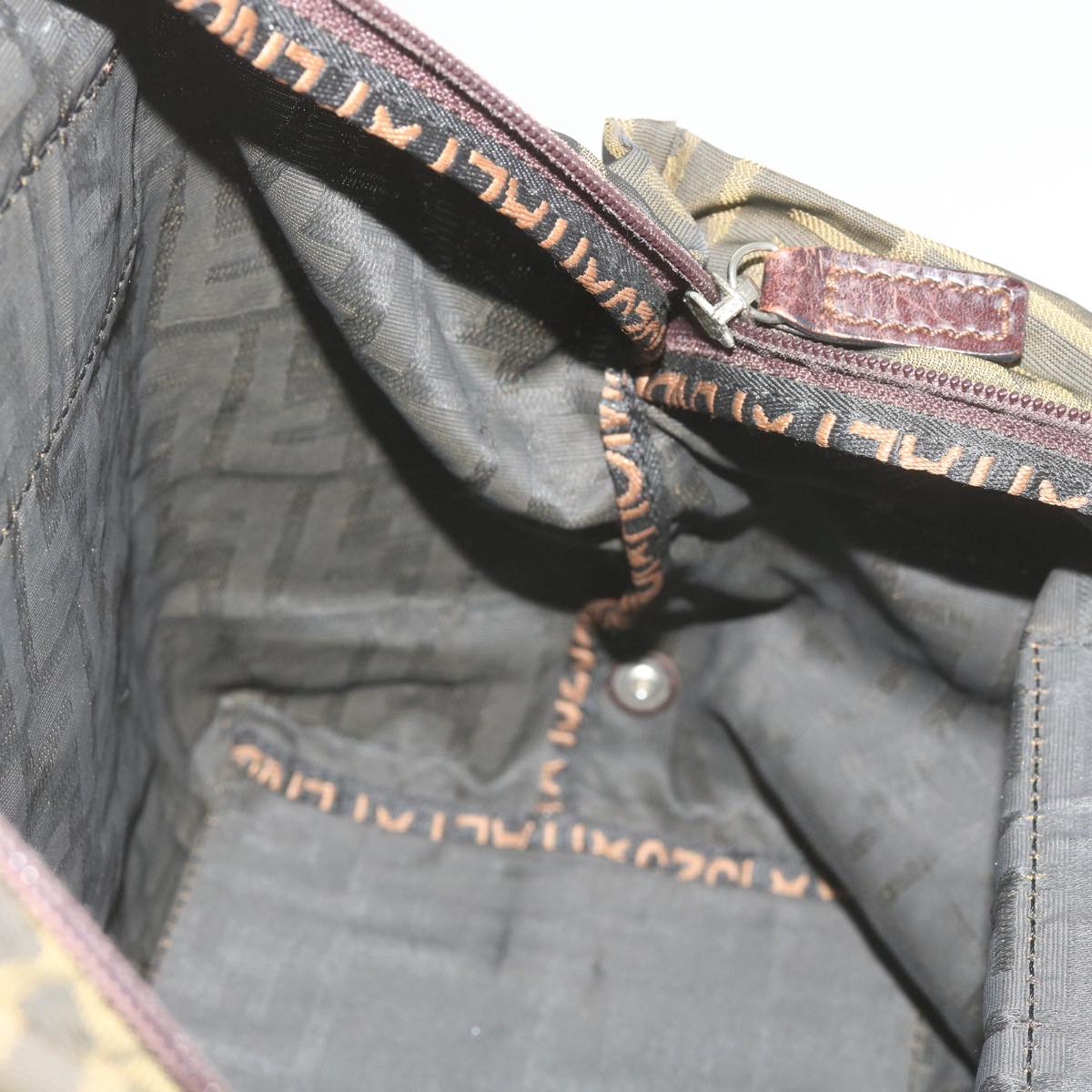 FENDI Zucca Canvas Hand Bag Black Brown