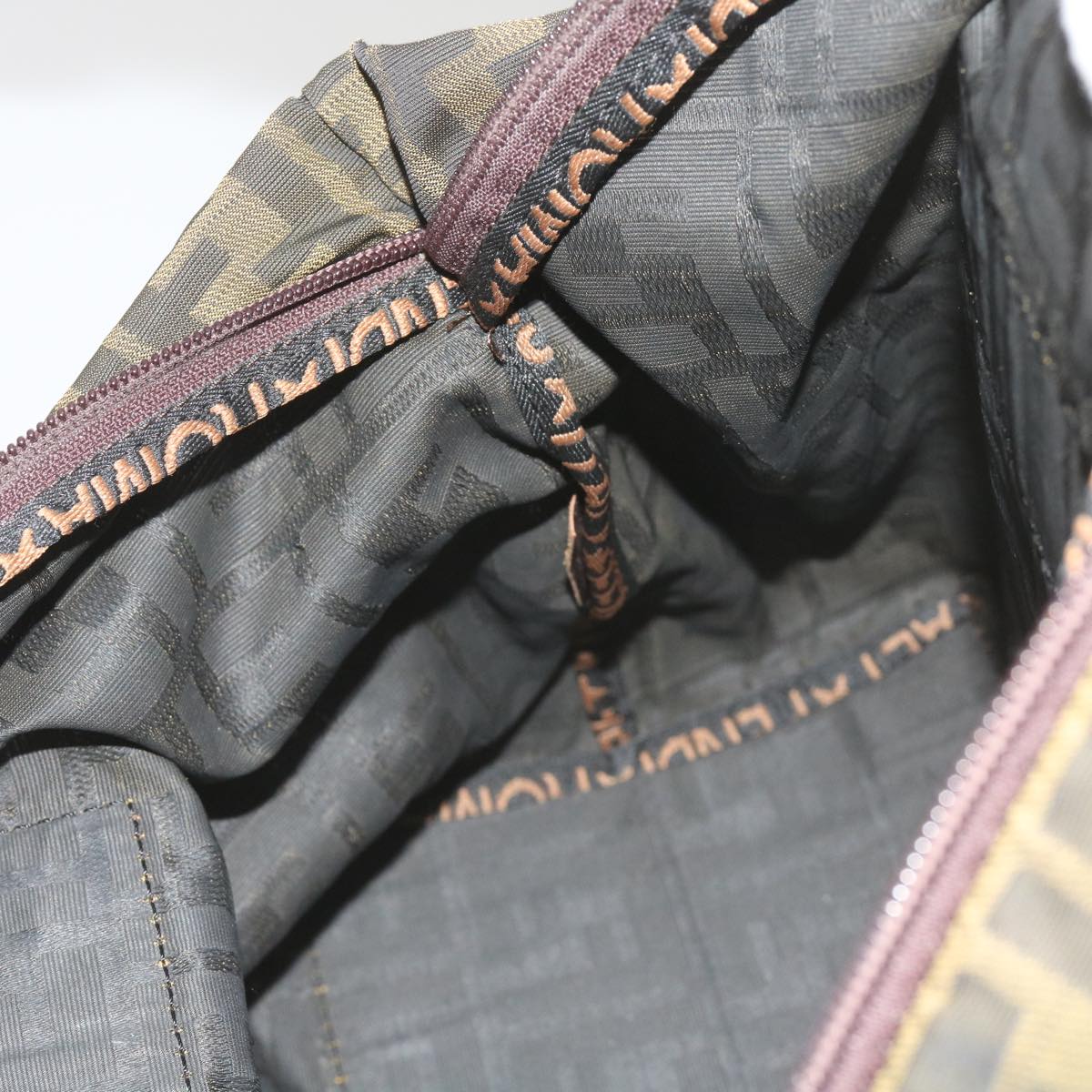 FENDI Zucca Canvas Hand Bag Black Brown