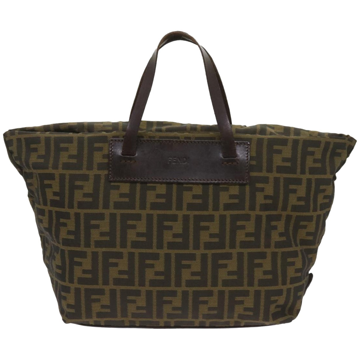 FENDI Zucca Canvas Hand Bag Black Brown