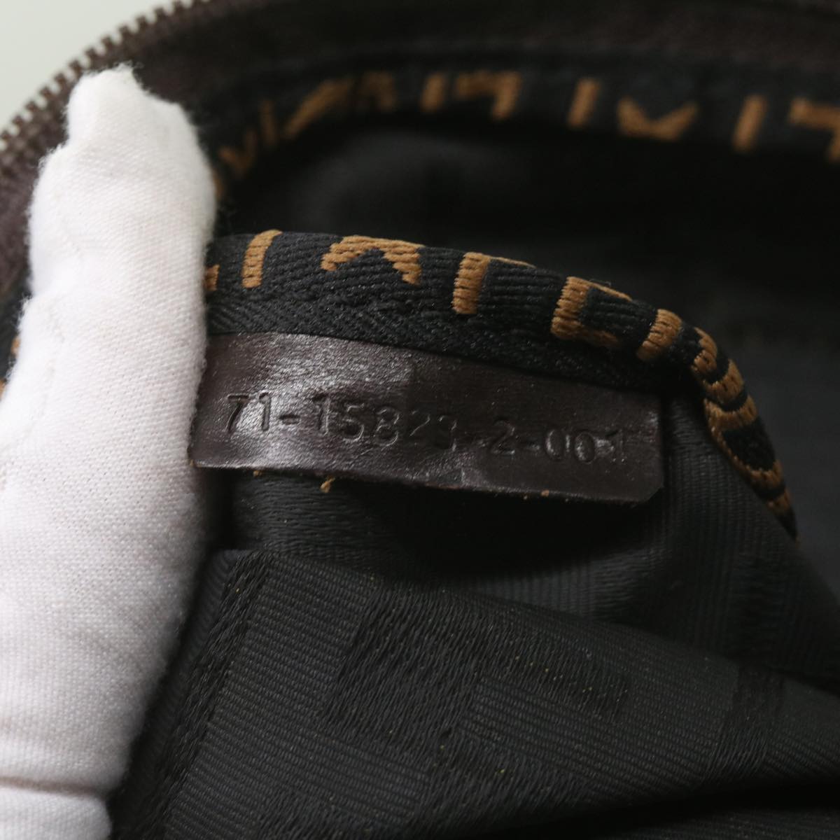 FENDI Zucca Canvas Hand Bag Black Brown