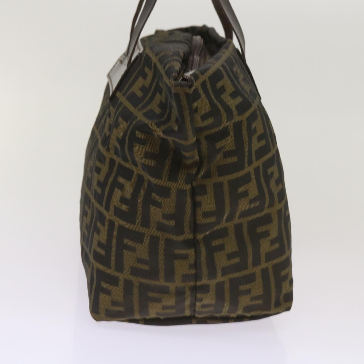 FENDI Zucca Canvas Hand Bag Black Brown