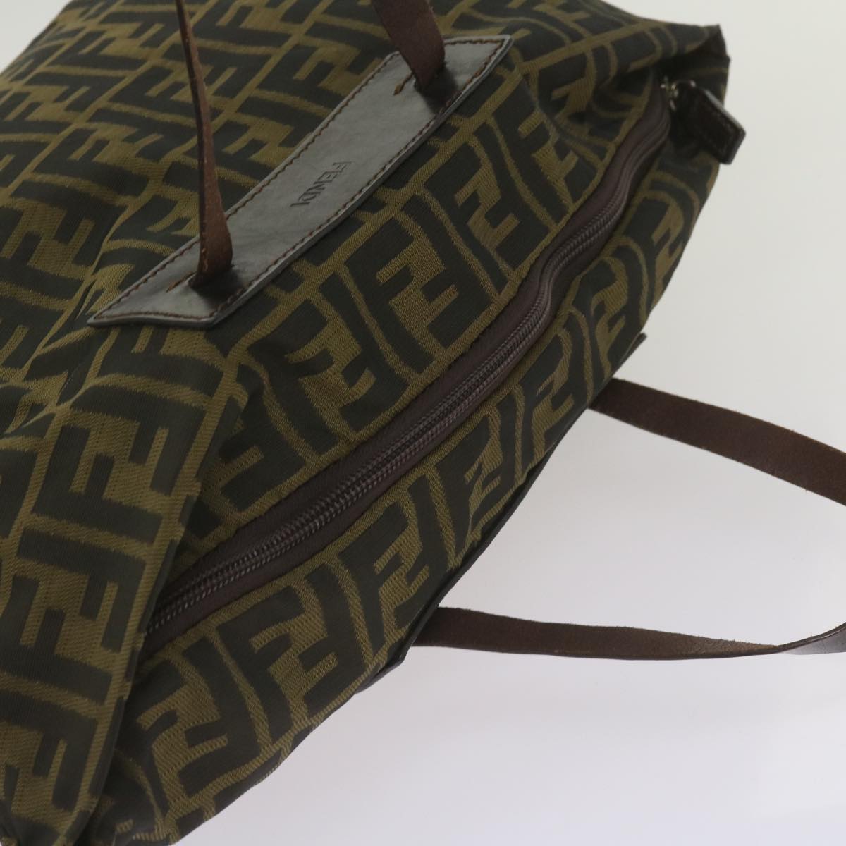 FENDI Zucca Canvas Hand Bag Black Brown