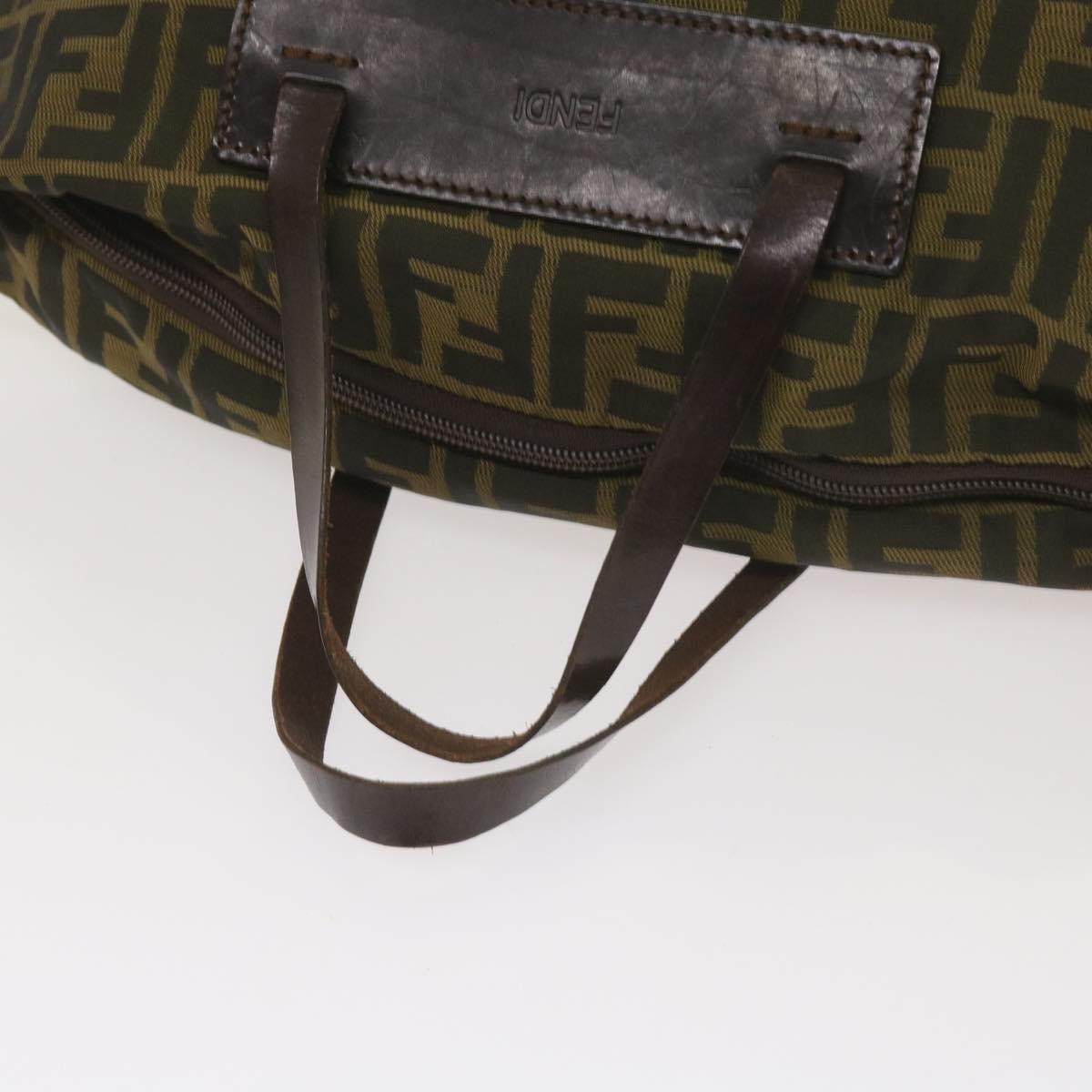 FENDI Zucca Canvas Hand Bag Black Brown