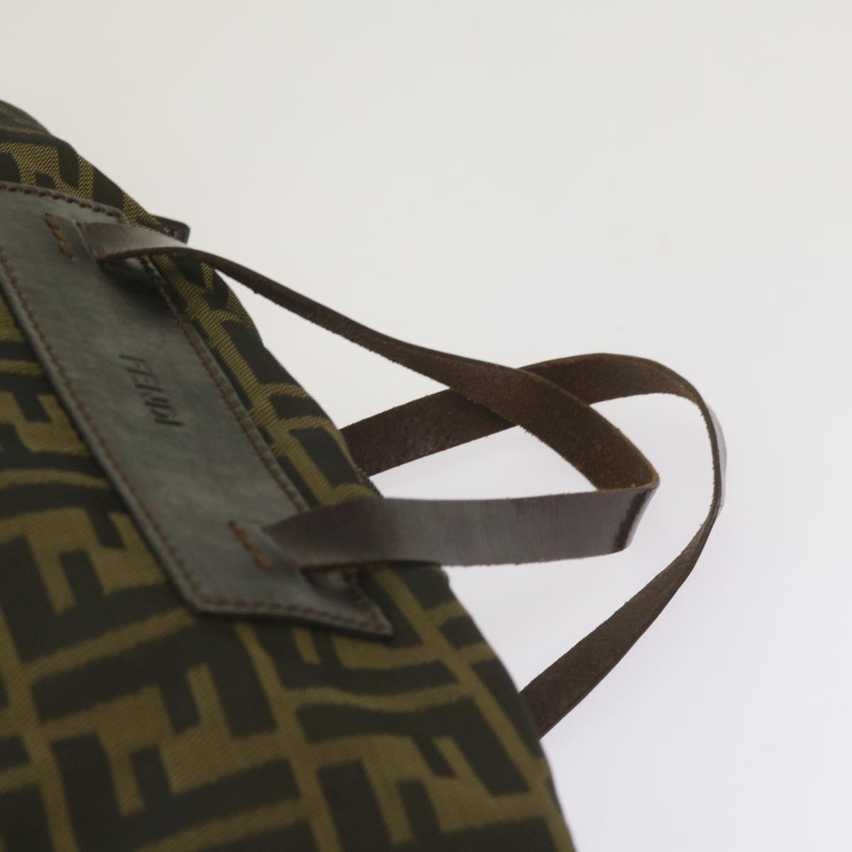 FENDI Zucca Canvas Hand Bag Black Brown