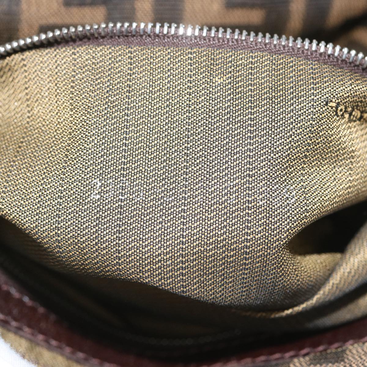 FENDI Zucchino Canvas Mamma Baguette Shoulder Bag Black Brown ep3562