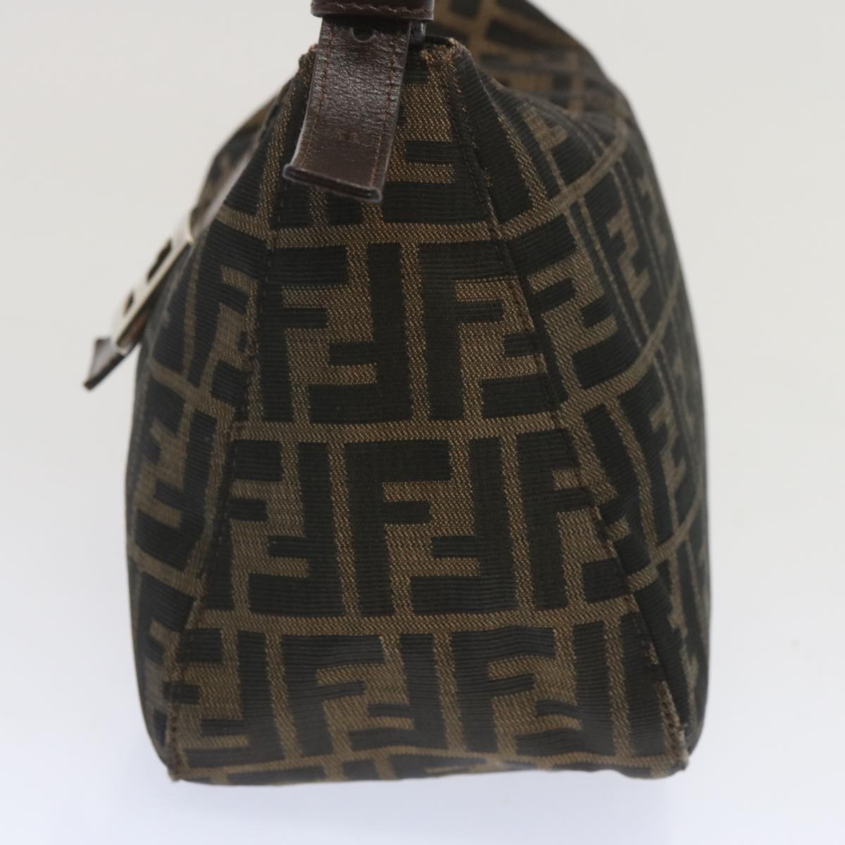 FENDI Zucchino Canvas Mamma Baguette Shoulder Bag Black Brown ep3562