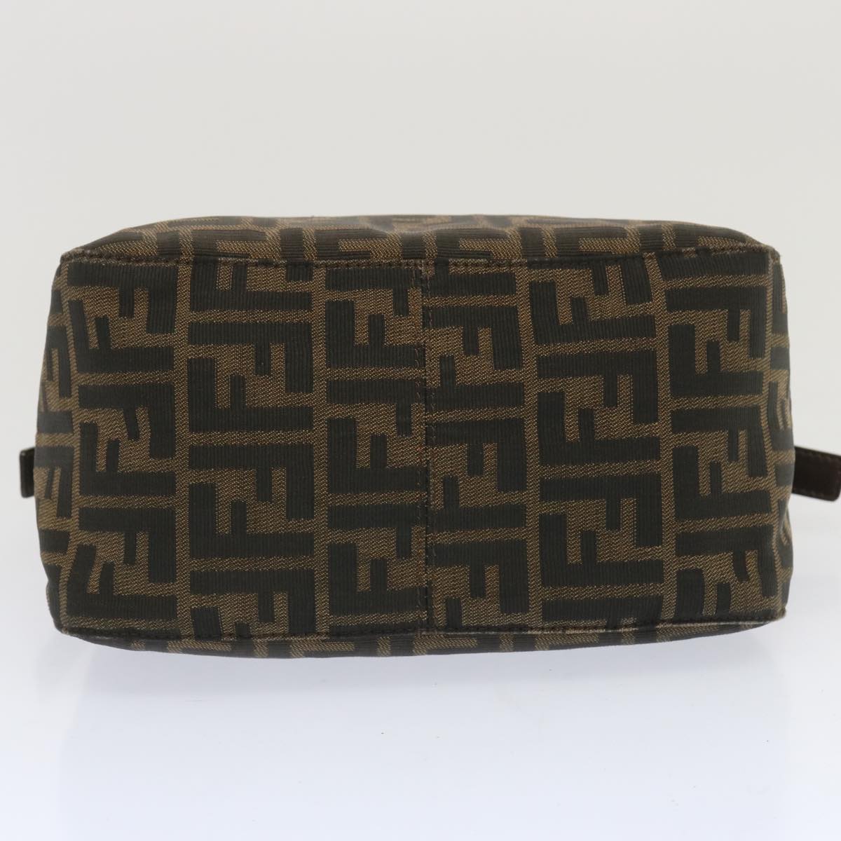 FENDI Zucchino Canvas Mamma Baguette Shoulder Bag Black Brown ep3562