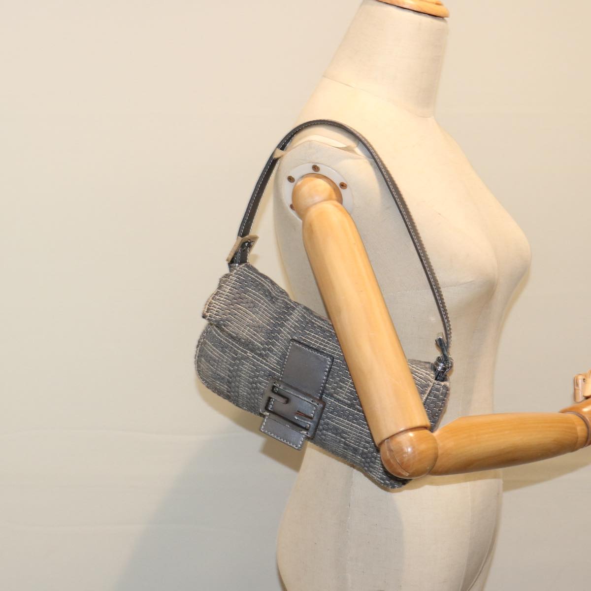 FENDI Zucca Canvas Mamma Baguette Shoulder Bag Gray ep3723