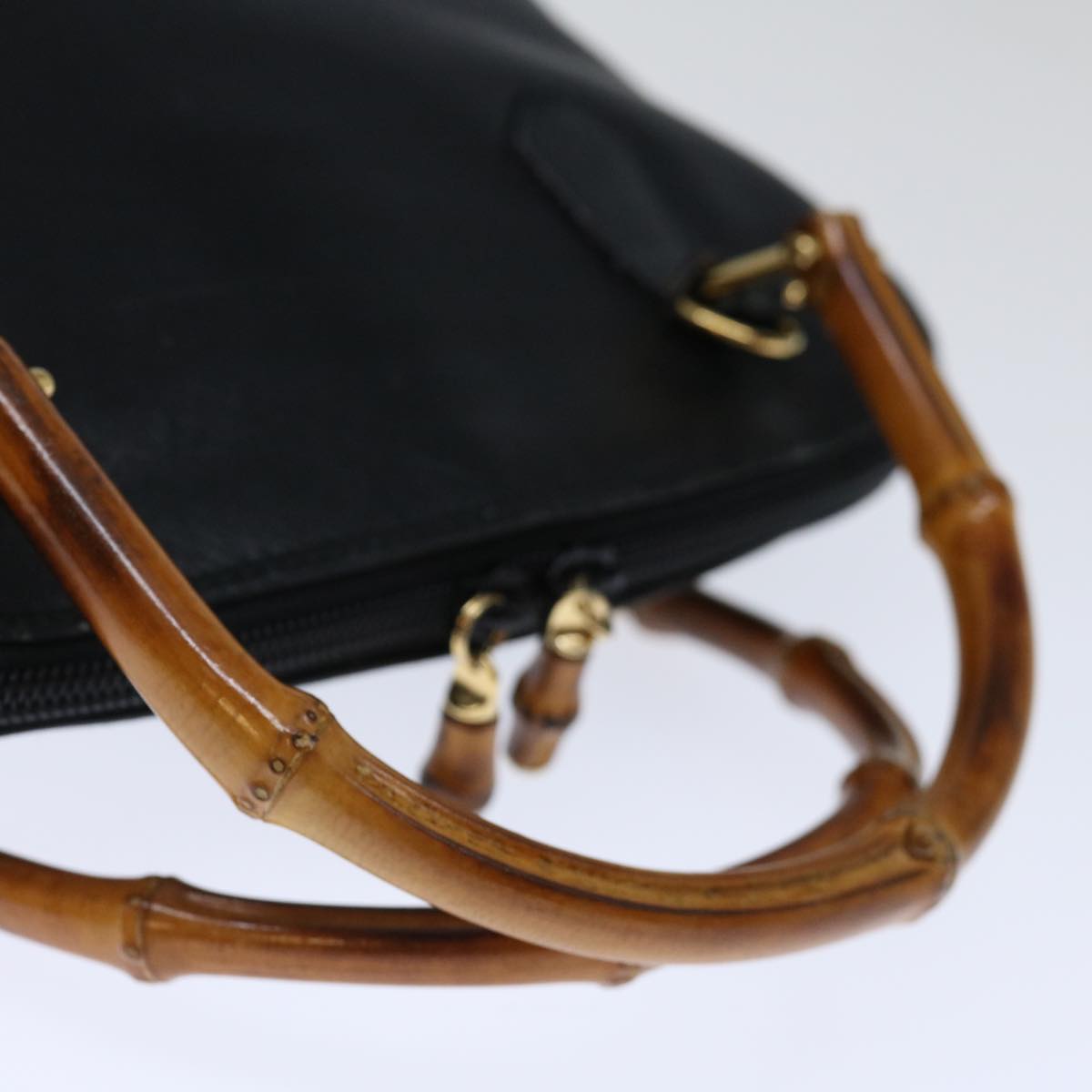 GUCCI Bamboo Hand Bag Leather Black 000 122 0290 ep3934