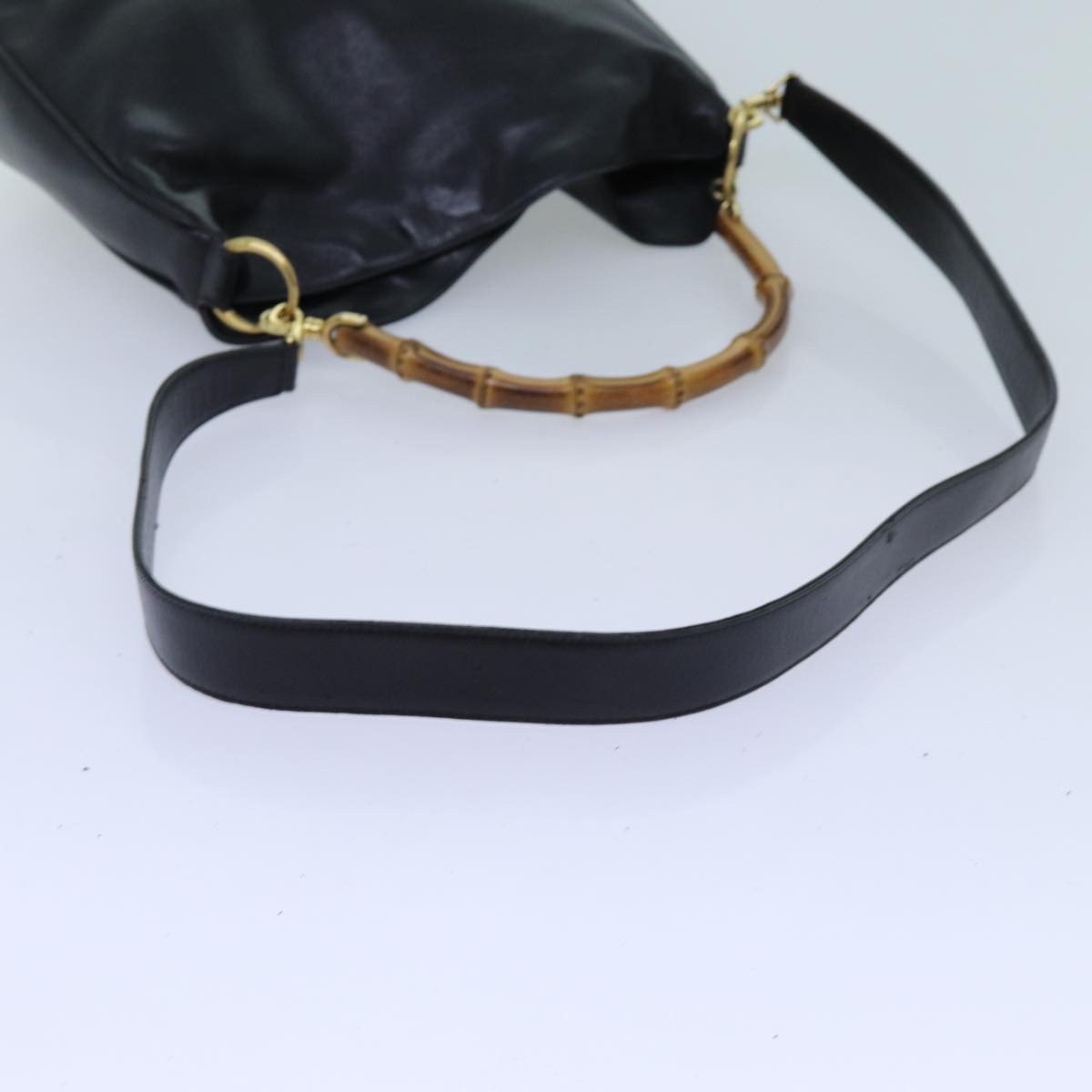 GUCCI Bamboo Hand Bag Leather 2way Black ep3954