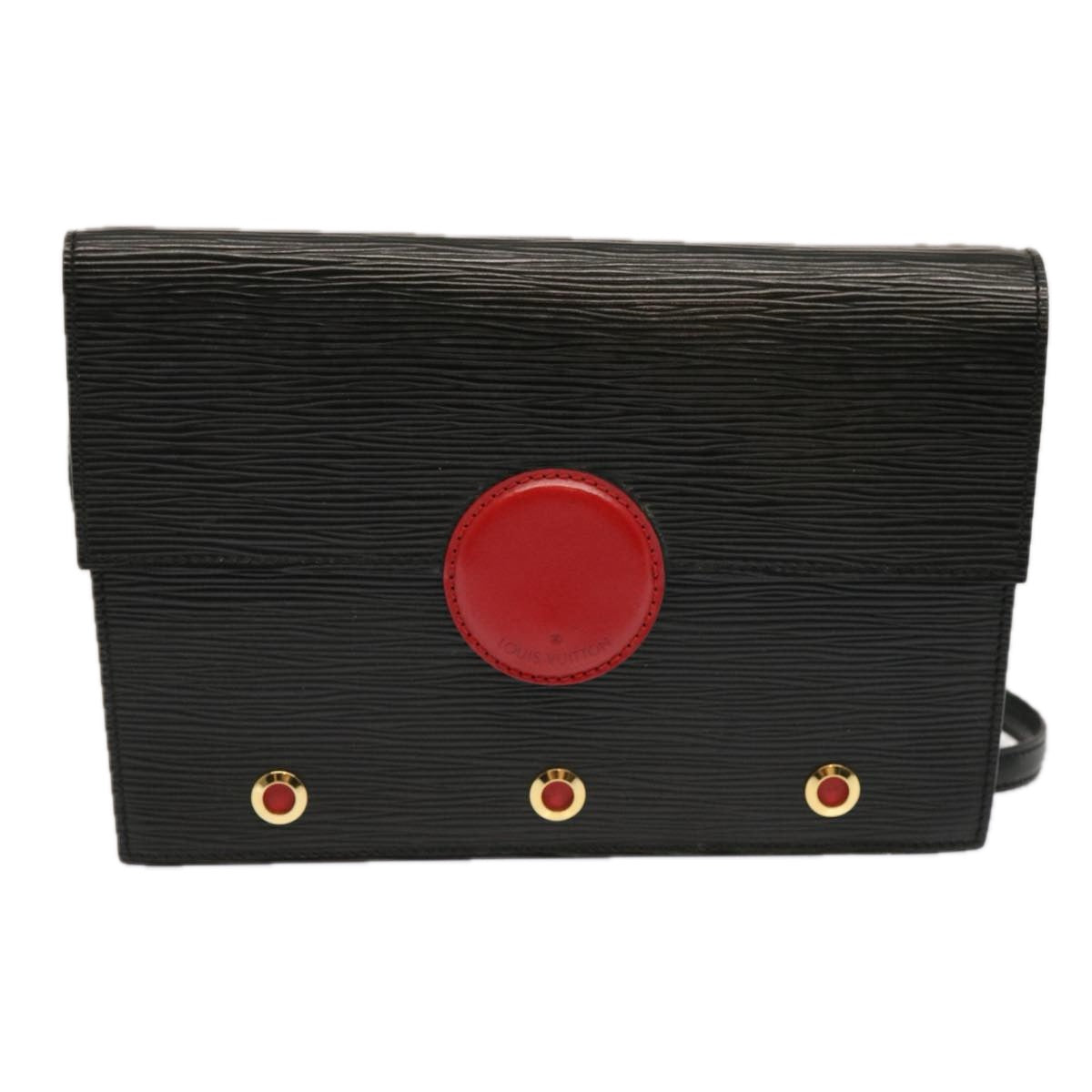 LOUIS VUITTON Epi Hublot Shoulder Bag Black Red M52557 LV ep3962