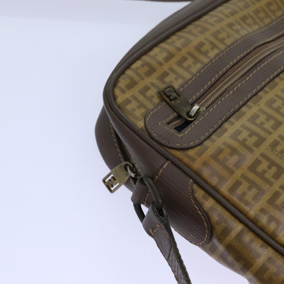 FENDI Zucchino Canvas Shoulder Bag Brown ep3988