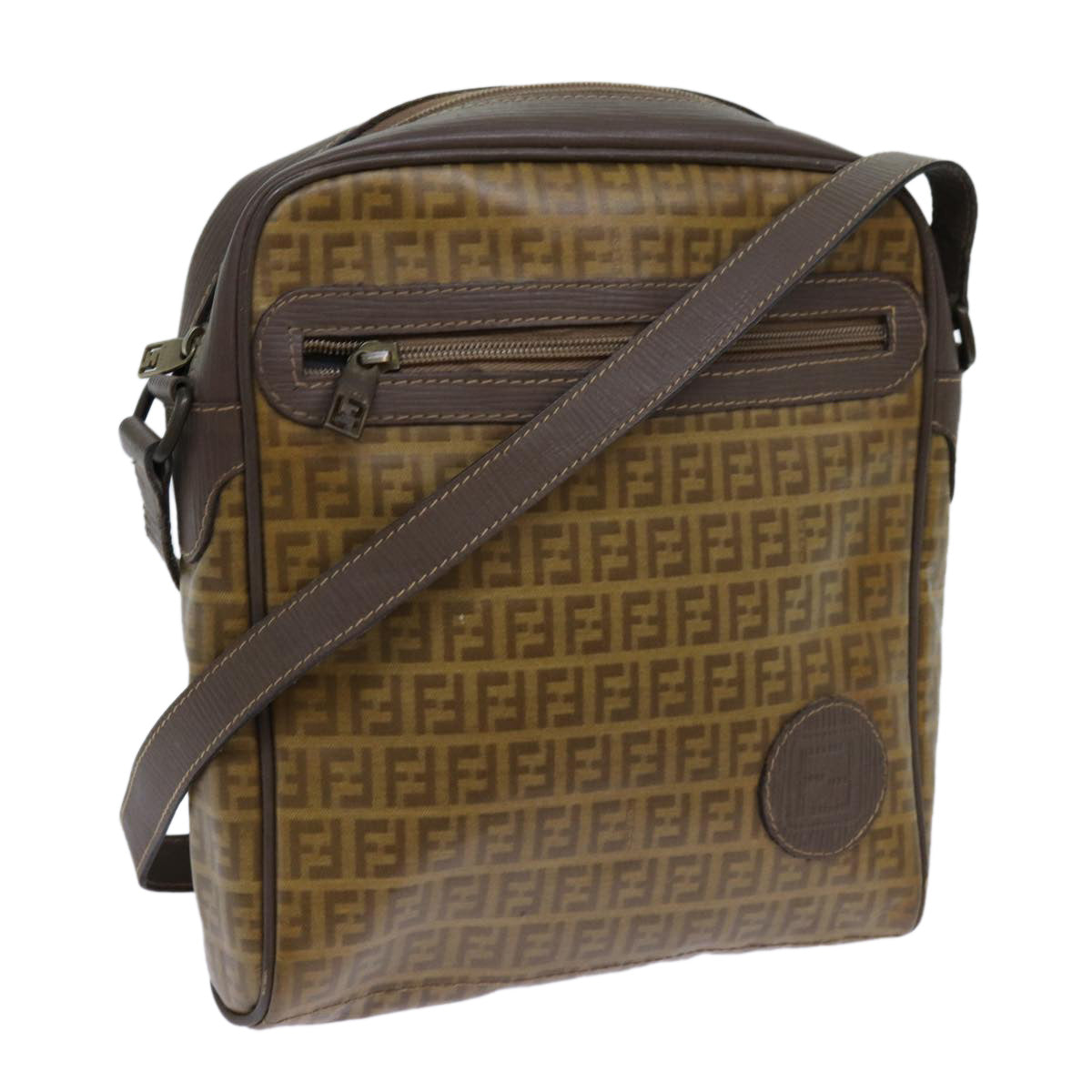 FENDI Zucchino Canvas Shoulder Bag Brown ep3988