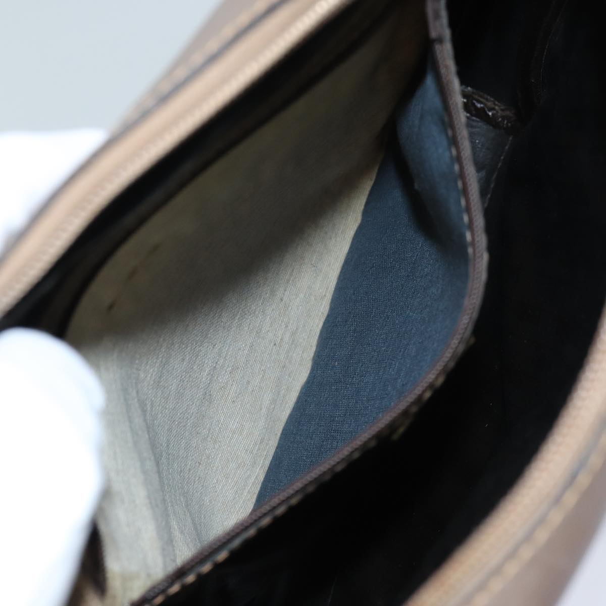 FENDI Zucchino Canvas Shoulder Bag Brown ep3988