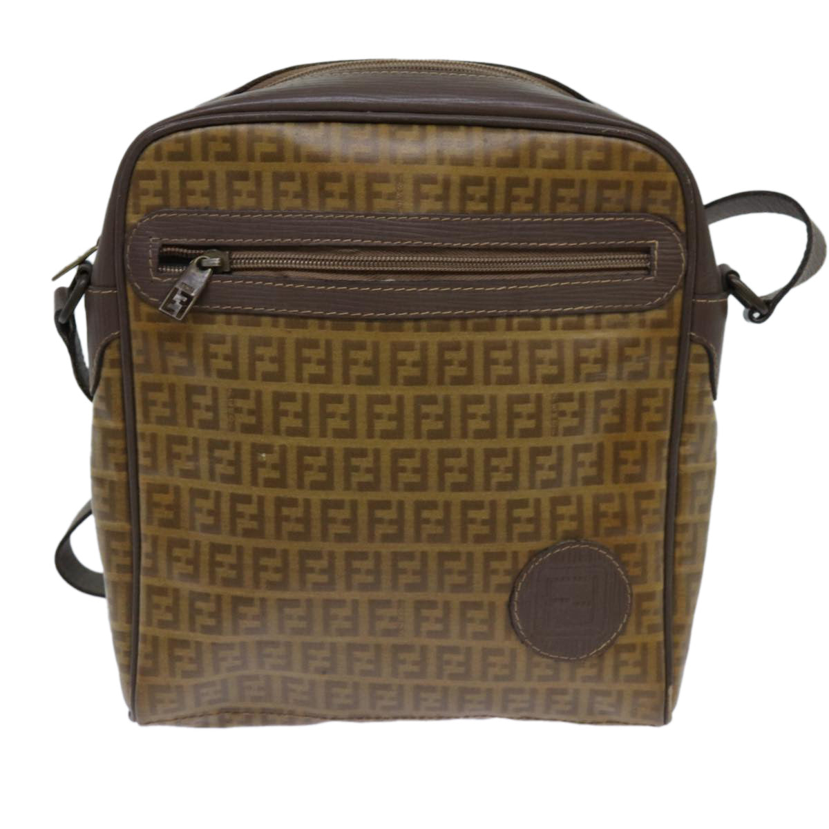 FENDI Zucchino Canvas Shoulder Bag Brown ep3988