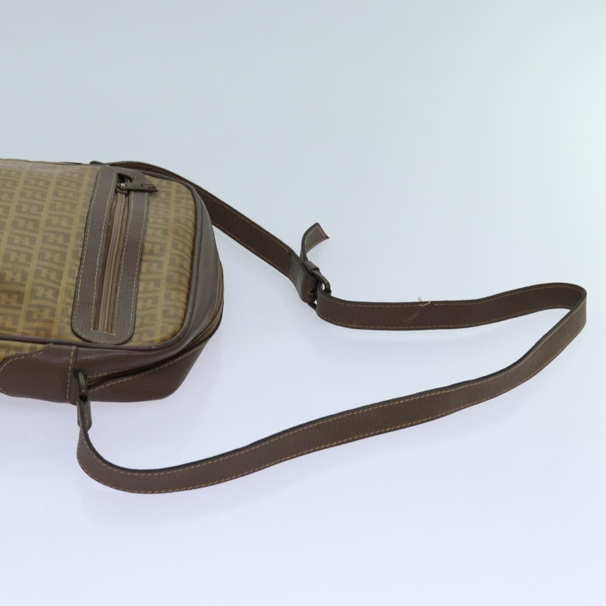FENDI Zucchino Canvas Shoulder Bag Brown ep3988