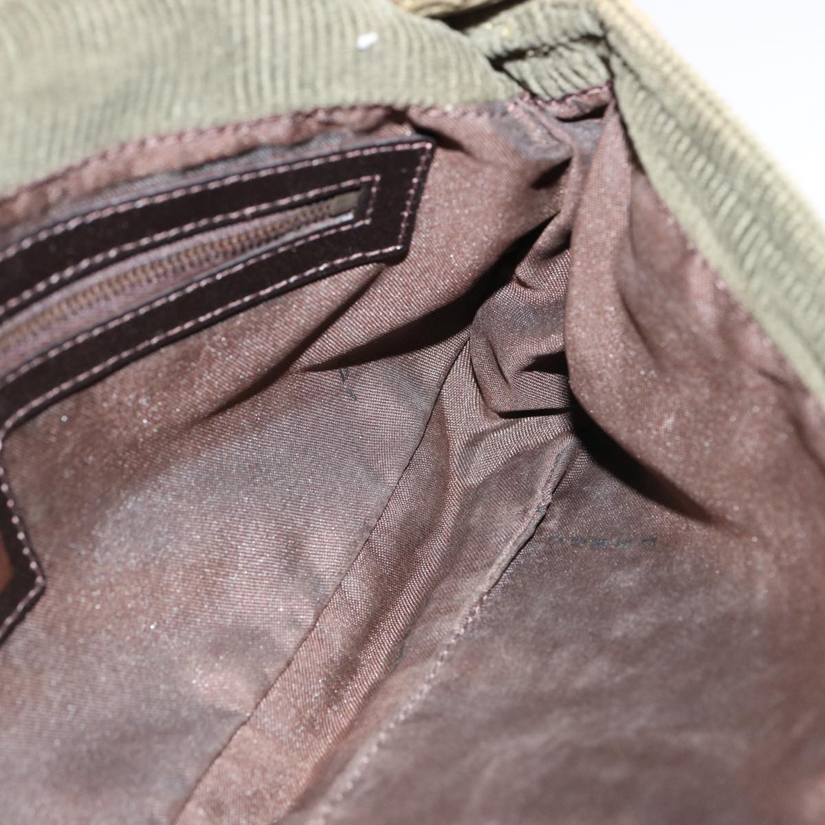 FENDI Mamma Baguette Shoulder Bag Corduroy Khaki ep3989