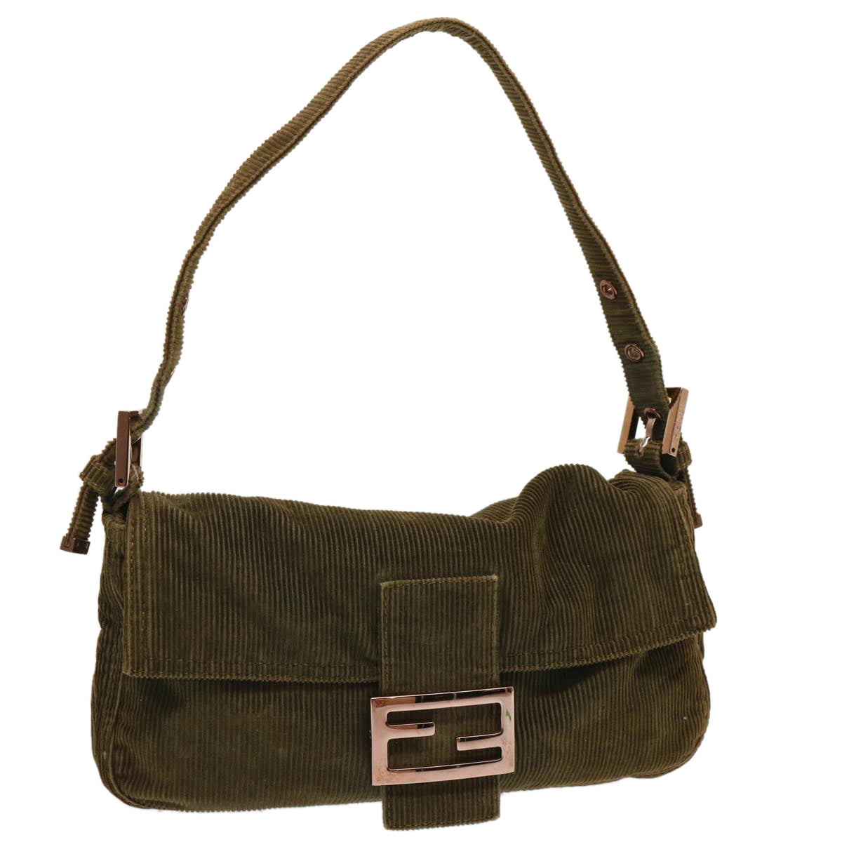 FENDI Mamma Baguette Shoulder Bag Corduroy Khaki ep3989