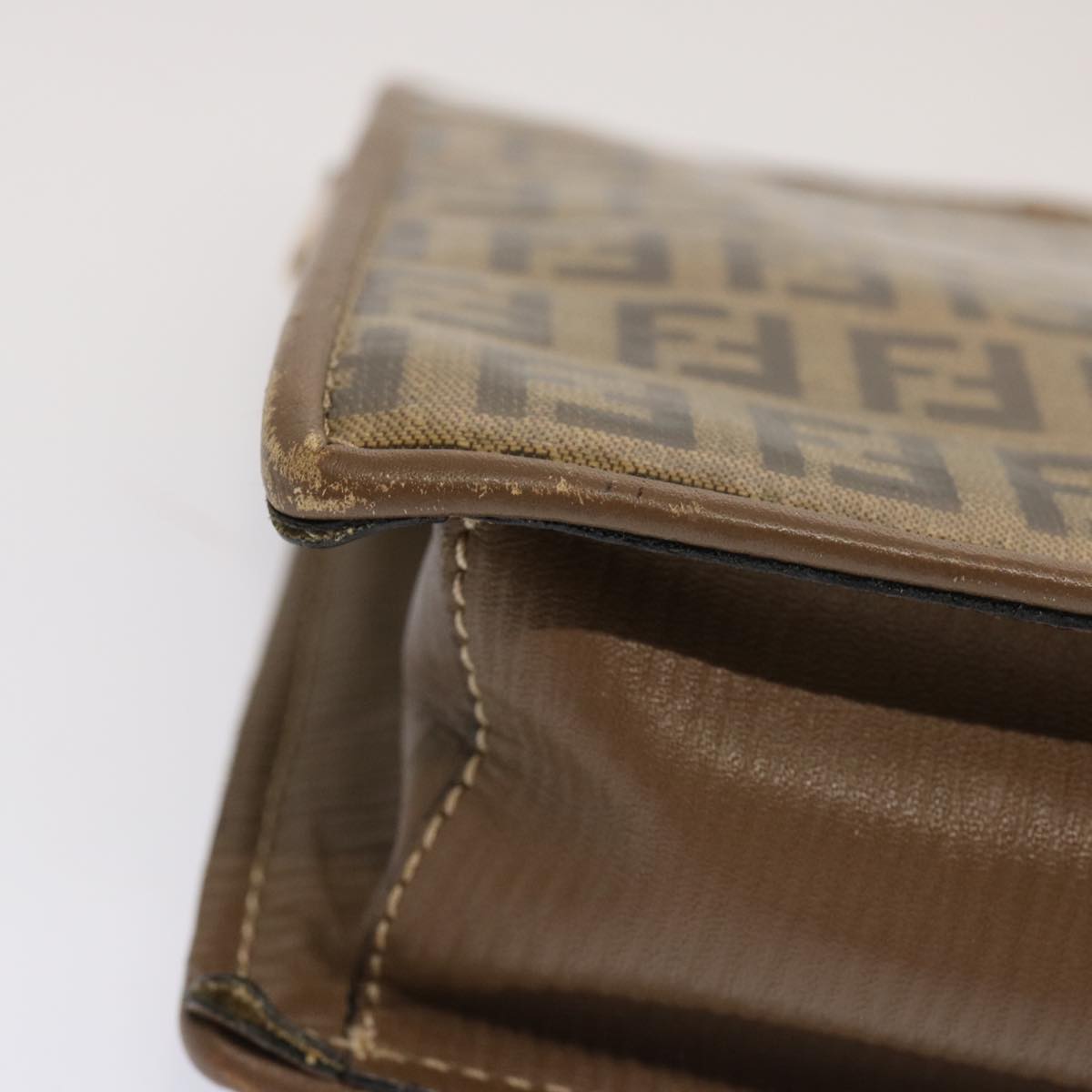 FENDI Zucchino Canvas Shoulder Bag Vintage Brown ep3991