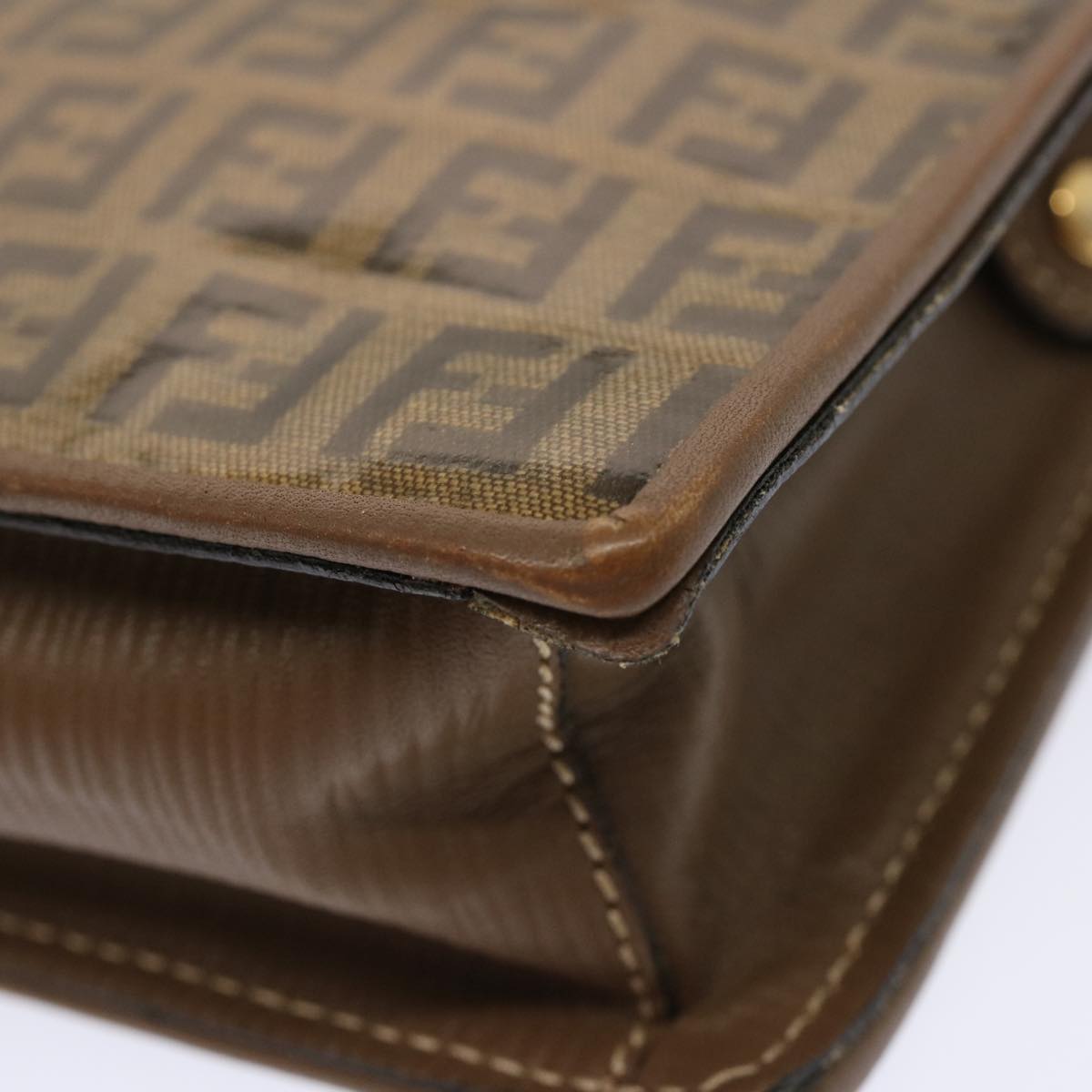 FENDI Zucchino Canvas Shoulder Bag Vintage Brown ep3991