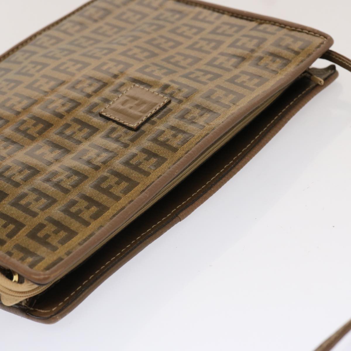 FENDI Zucchino Canvas Shoulder Bag Vintage Brown ep3991