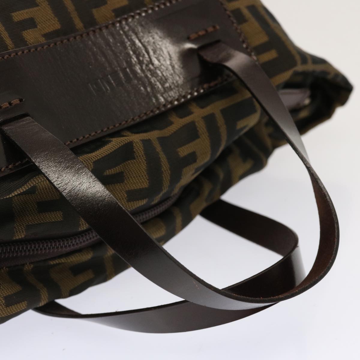 FENDI Zucca Canvas Hand Bag Brown Black ep4011