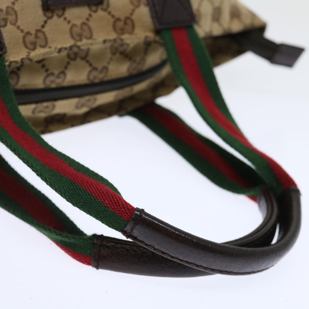 GUCCI GG Canvas Web Sherry Line Hand Bag Beige Red Green 181228 ep4035