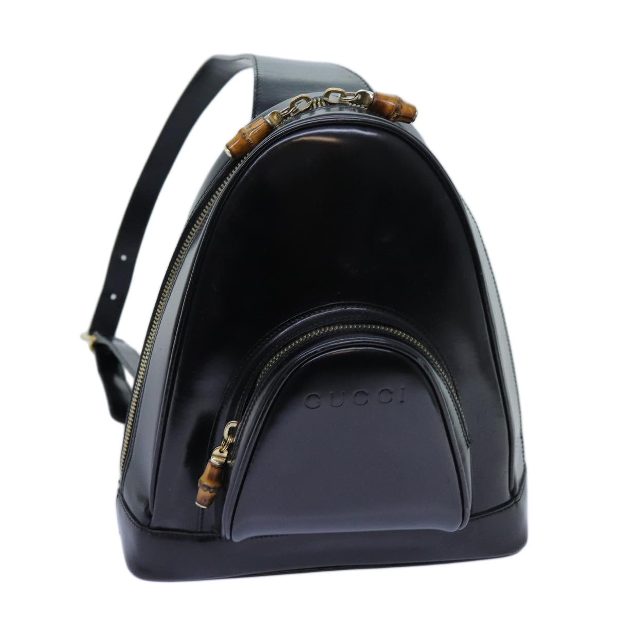 GUCCI Bamboo Body Bag Enamel Black 003 3444 0127 ep4050