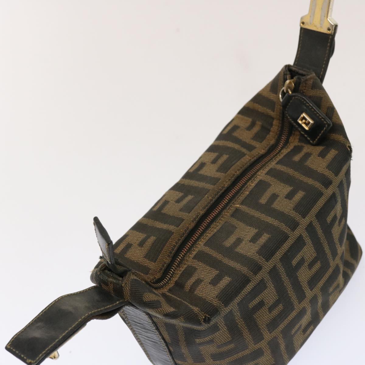 FENDI Zucca Canvas Hand Bag Brown Black ep4066