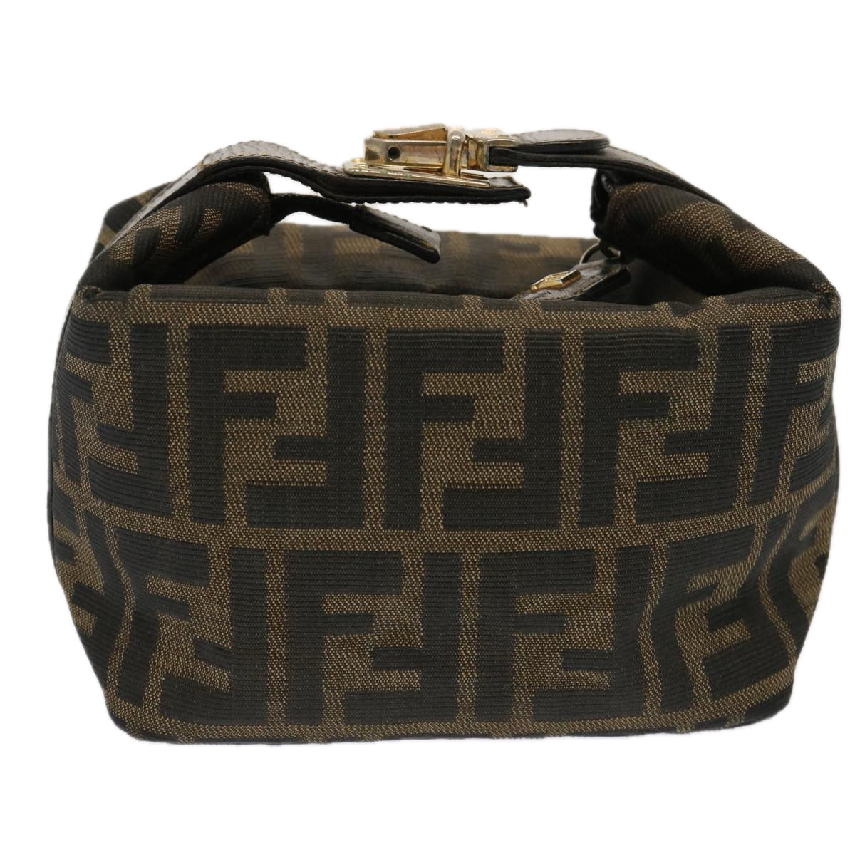 FENDI Zucca Canvas Hand Bag Brown Black ep4066