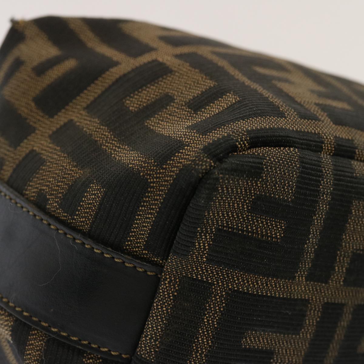 FENDI Zucca Canvas Hand Bag Brown Black ep4066