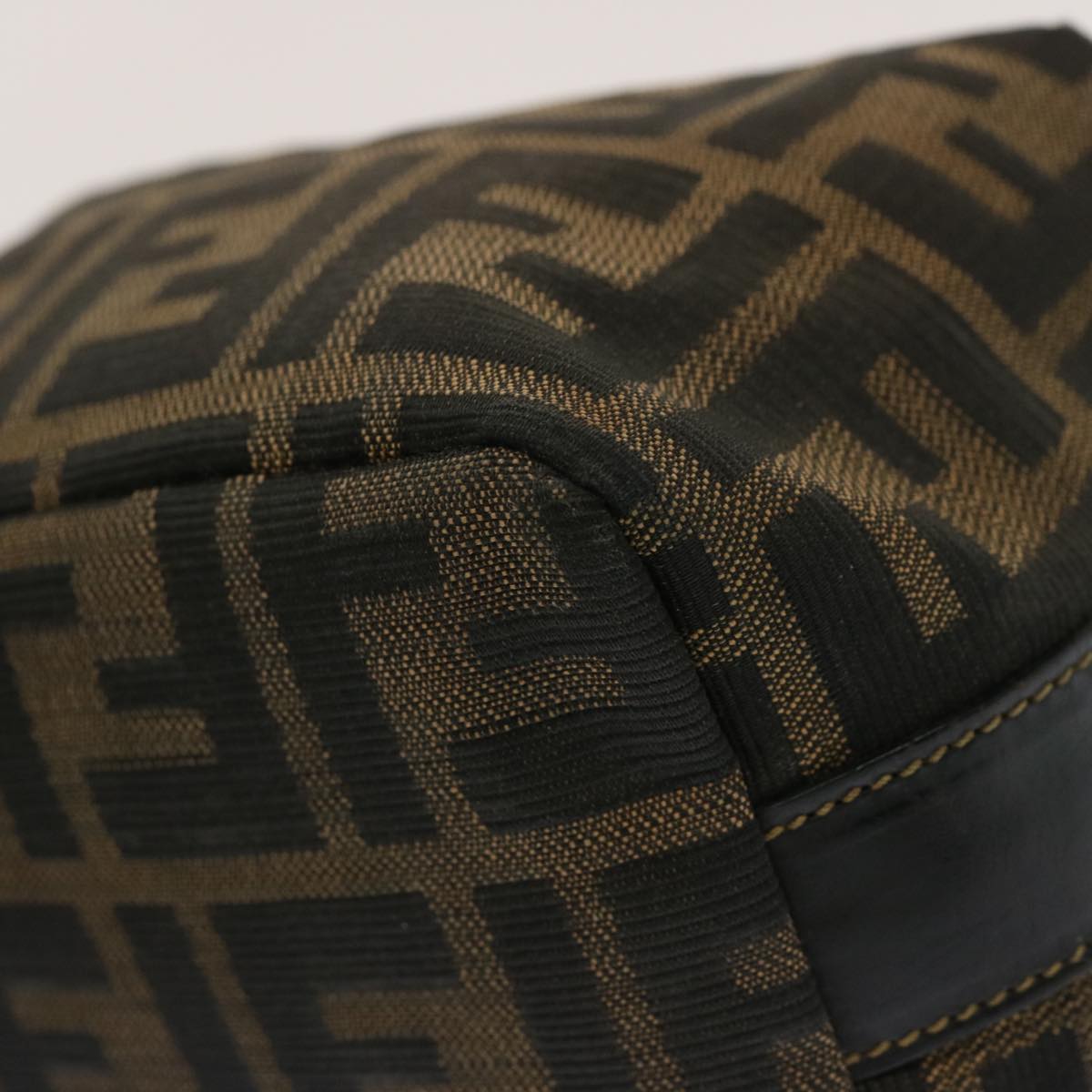 FENDI Zucca Canvas Hand Bag Brown Black ep4066