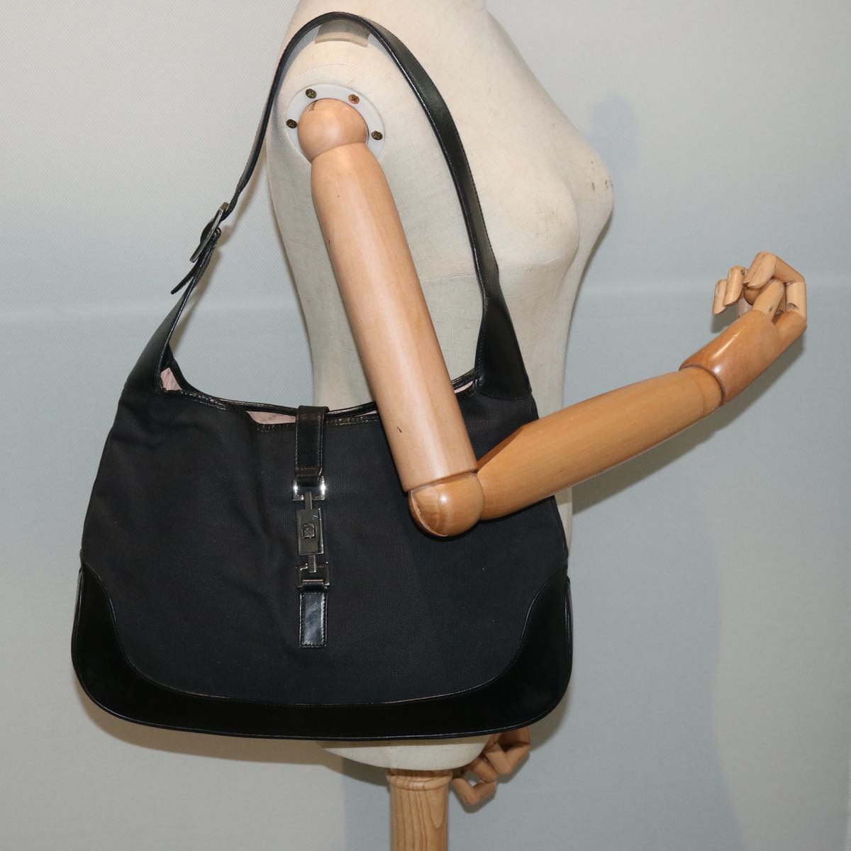 GUCCI Jackie Shoulder Bag Canvas Black 001 3346 3444 ep4070