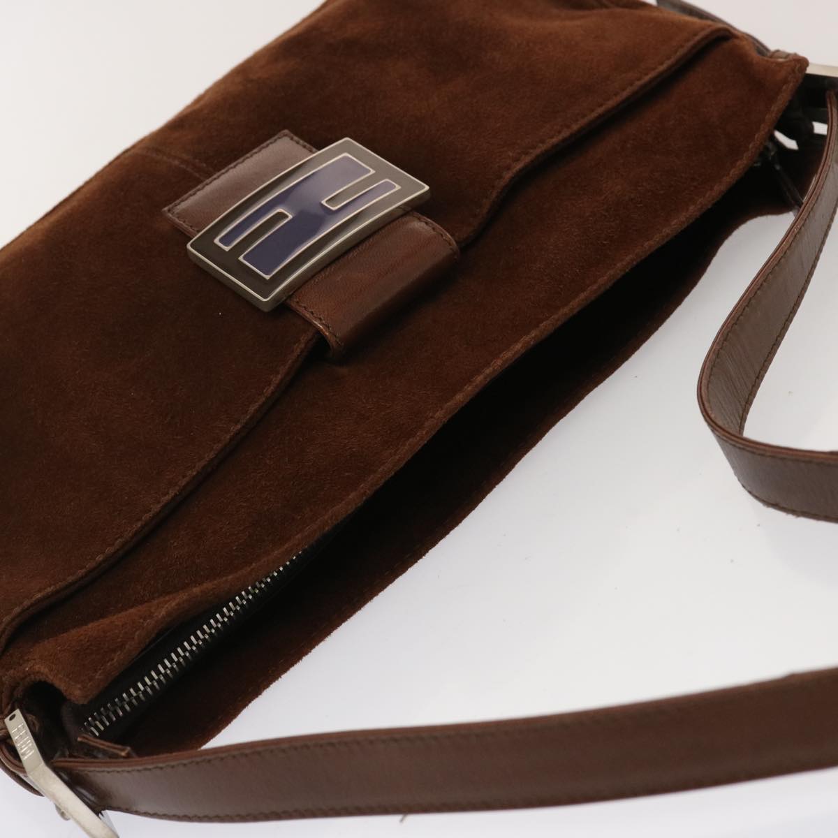 FENDI Mamma Baguette Shoulder Bag Suede Brown ep4073
