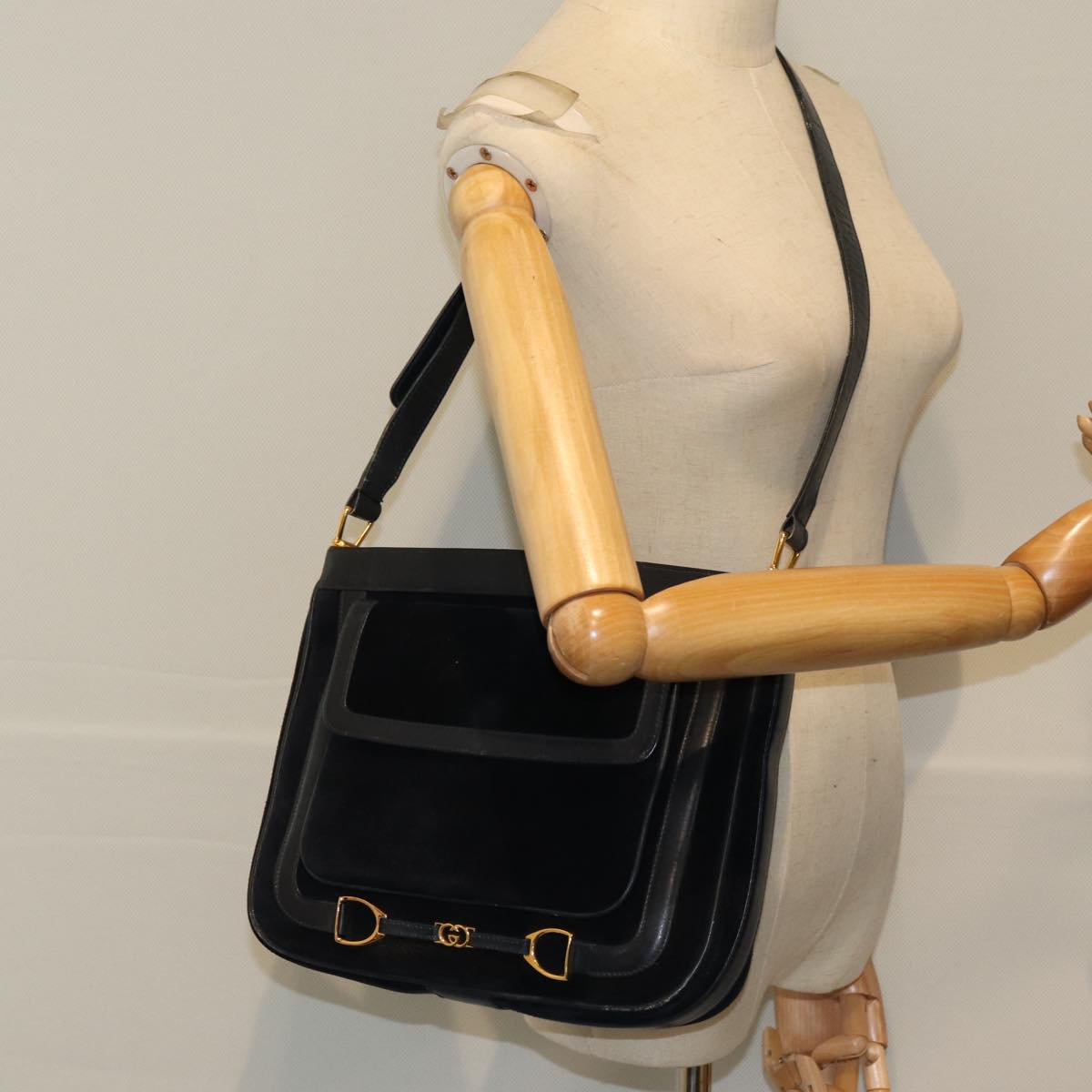 GUCCI Shoulder Bag Suede Navy ep4087