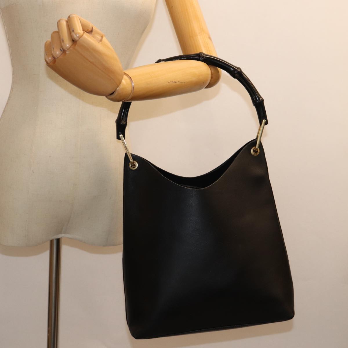 GUCCI Bamboo Shoulder Bag Leather Black 001 2113 1880 ep4100