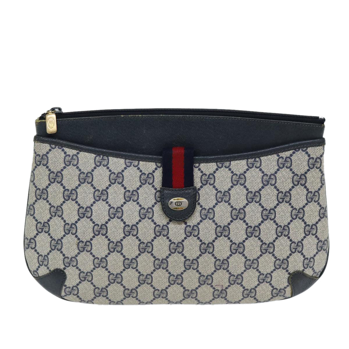 GUCCI GG Plus Supreme Sherry Line Shoulder Bag Navy Red 904 02 026 ep4106