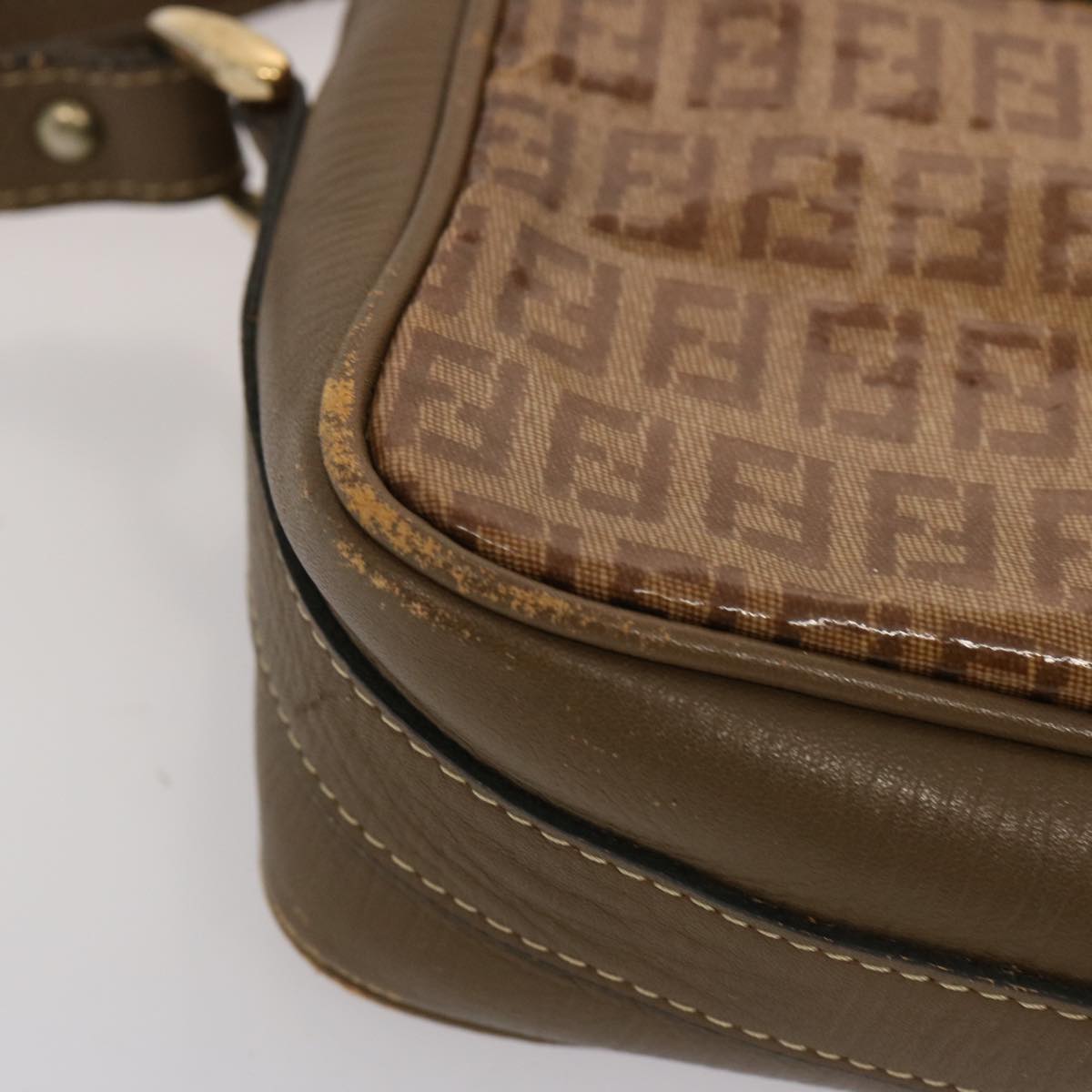 FENDI Zucchino Canvas Shoulder Bag Vintage Beige ep4149