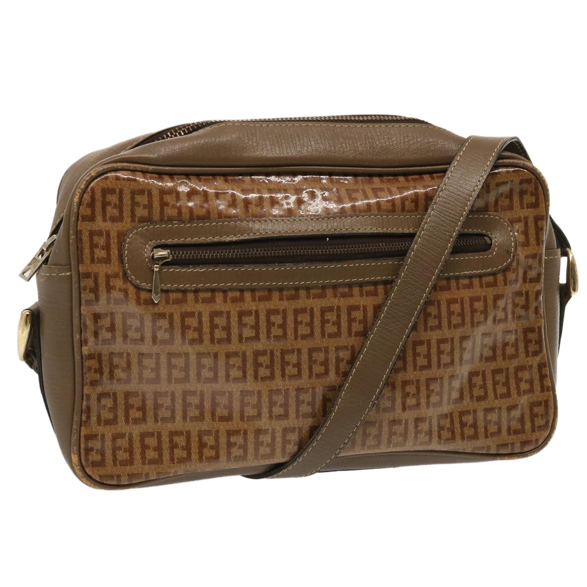 FENDI Zucchino Canvas Shoulder Bag Vintage Beige ep4149