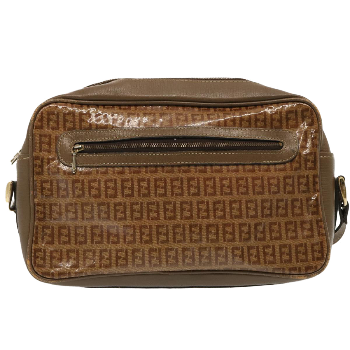 FENDI Zucchino Canvas Shoulder Bag Vintage Beige ep4149