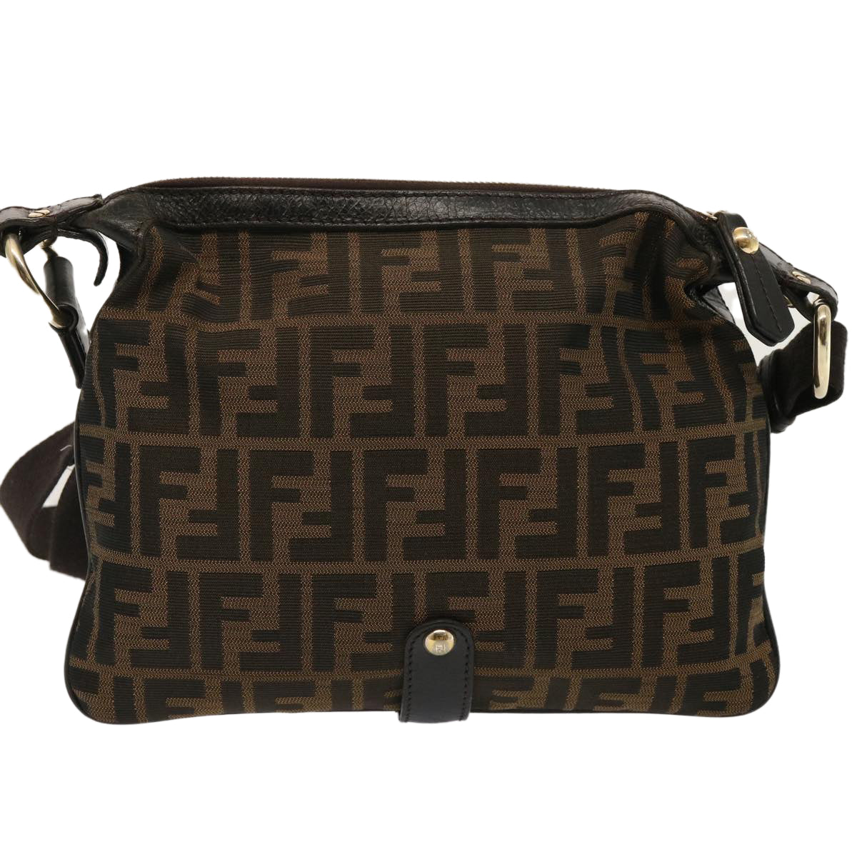 FENDI Zucca Canvas Shoulder Bag Brown Black ep4177