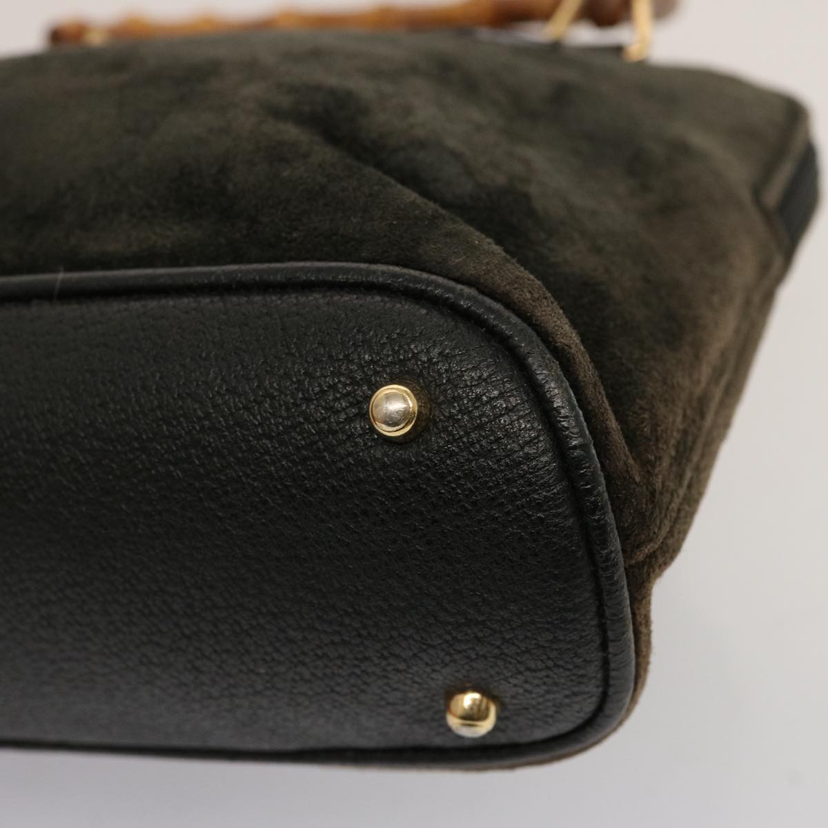GUCCI Bamboo Hand Bag Suede Khaki 000 2865 0290 ep4189