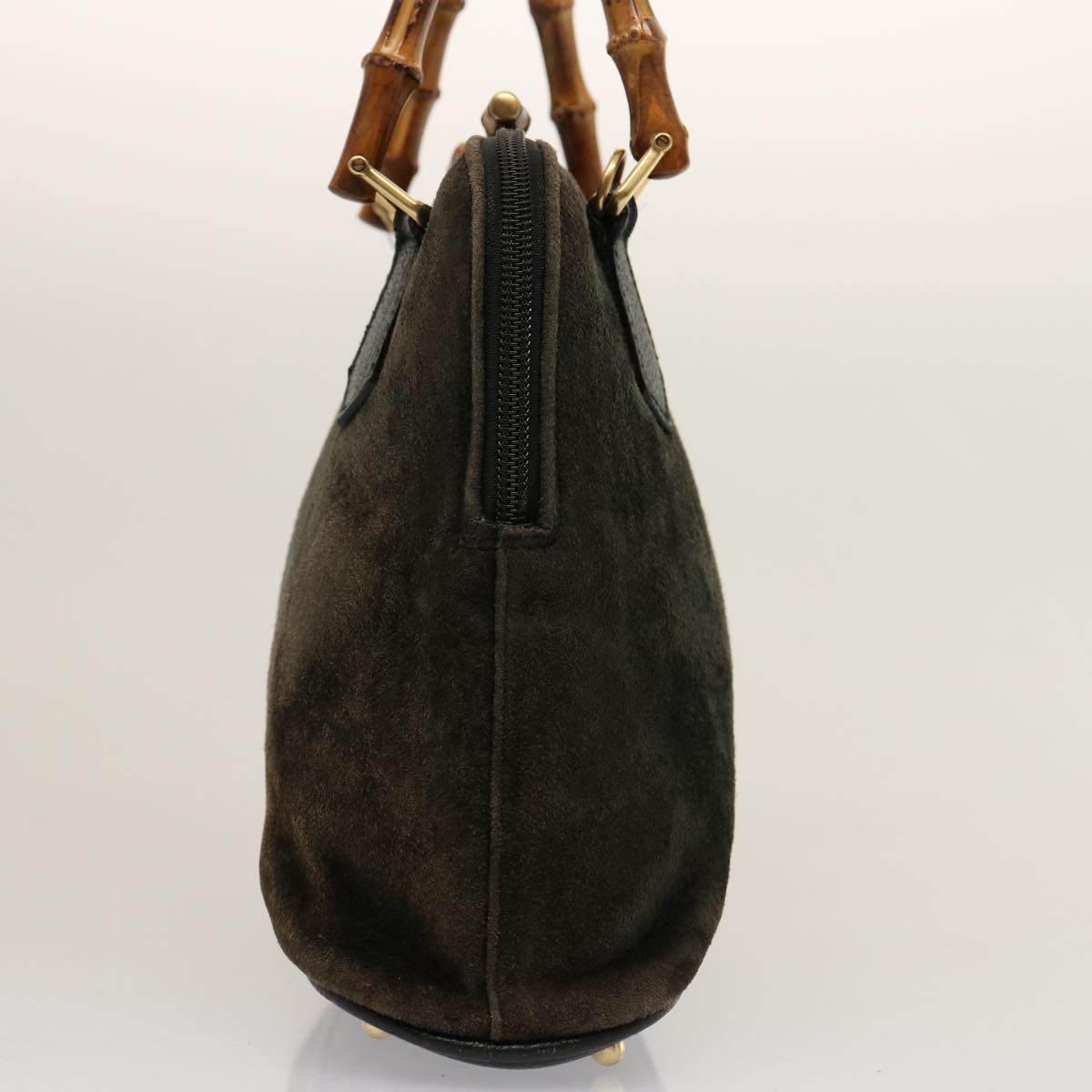 GUCCI Bamboo Hand Bag Suede Khaki 000 2865 0290 ep4189