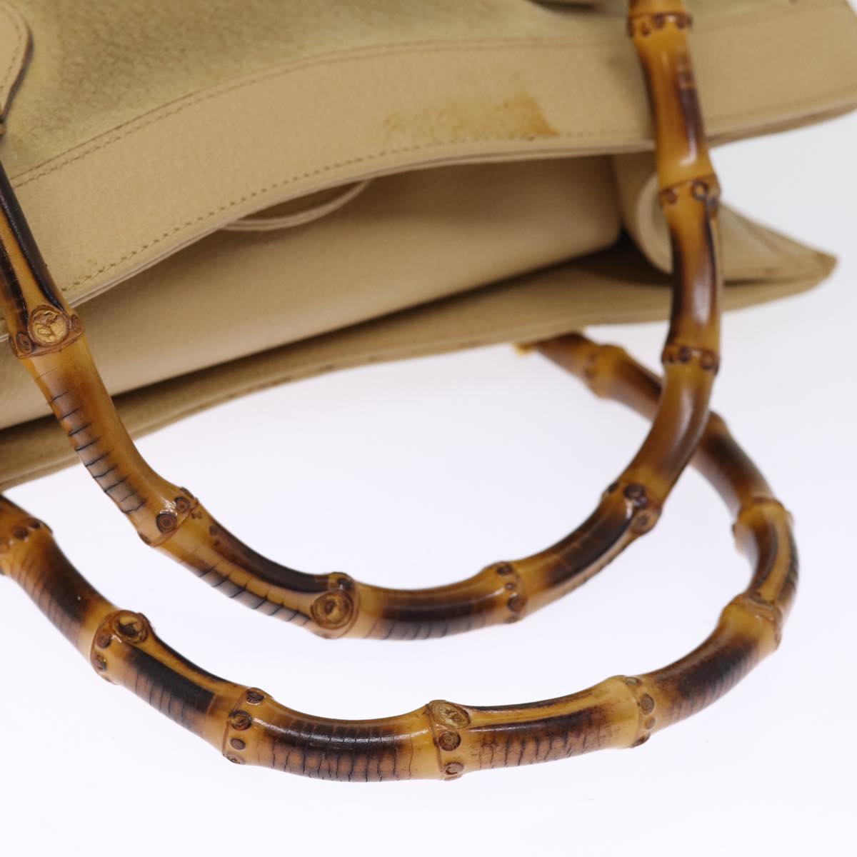 GUCCI Bamboo Hand Bag Suede Leather Beige 002 1186 0260 ep4206